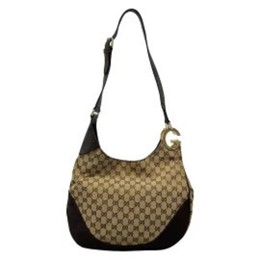 Gucci Charlotte GG shoulder bag dark brown x Beige Cream leather